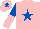 Silk - Pink, royal blue star, royal blue and pink halved sleeves, pink cap, royal blue star