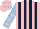Silk - Pink and dark blue stripes, light blue sleeves, pink stars, pink cap, light blue stars