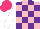 Silk - Pink, purple checked, white sleeves, hot pink cap