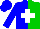 Silk - Blue and green halves, white cross