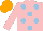 Silk - PINK, light blue spots, pink sleeves, orange cap