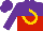 Silk - Purple and red halved horizontally, gold horseshoe, purple cap