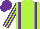 Silk - lime green, purple braces, striped sleeves, purple cap