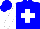 Silk - Blue, white cross, silver horse, white sleeves