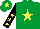Silk - Emerald green, yellow star, black sleeves, yellow stars, emerald green cap, yellow star