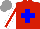 Silk - Red, blue cross, white sleeve, red stripe, grey cap