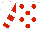 Silk - White, red dots, white hoops on red sleeves