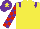 Silk - Yellow, purple epaulettes, red & purple check sleeves, purple cap, yellow star