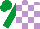 Silk - Mauve and white check, emerald green sleeves and cap