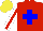 Silk - Red, blue cross, white sleeve, red stripe, yellow cap