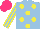 Silk - Light blue, yellow spots, stripes sleeve,, hot pink cap