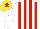 Silk - White & red stripes, white sleeves, yellow cap, red star