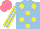 Silk - Light blue, yellow spots, stripes sleeve,, salmon cap