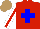 Silk - Red, blue cross, white sleeve, red stripe, light brown cap