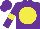 Silk - Purple body, yellow disc, purple arms, yellow armlets, purple cap
