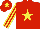 Silk - Red, yellow star, striped sleeves, yellow star on cap