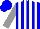 Silk - Blue, white striped, grey sleeves, blue cap