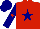 Silk - red, navy blue star, navy blue sleeves, red star on navy blue cap