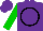 Silk - Purple, black circle, green sleeves