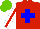 Silk - Red, blue cross, white sleeve, red stripe, light green cap