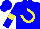 Silk - Blue, yellow horseshoe, yellow band on sleeves