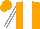 Silk - Orange, white panel, grey sleeves, white stripes on orange cap