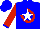 Silk - Blue, red horseshoe, white star and blue cuffs on red sleeves