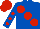 Silk - Royal blue, large red spots, red spots on sleeves, red cap