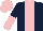 Silk - Dark blue, pink stripe, halved sleeves, pink cap