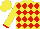 Silk - Yellow, red diamonds, red cuffs on yellow sleeves