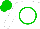 Silk - White, green circle, green cap