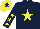 Silk - Dark blue, yellow star, yellow stars on sleeves, yellow cap, dark blue star