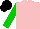 Silk - pink, green sleeves, black cap