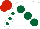 Silk - White, large dark green spots, white sleeves, dark green spots, red cap