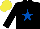 Silk - Black, royal blue star, yellow cap