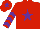 Silk - Red, purple star, chevrons on sleeves, red cap, purple star