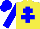 Silk - Yellow body, blue cross of lorraine, blue arms, blue cap