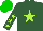 Silk - Hunter green, lime green star, lime green stars on sleeves, green cap