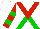 Silk - White, red 'v', green cross sashes, red and green bars on sleeves, white cap