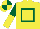 Silk - Yellow, dark green hollow box, dark green & yellow halved sleeves, yellow & dark green quartered cap