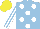 Silk - LIGHT BLUE, white spots, striped sleeves, yellow cap