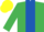Silk - EMERALD GREEN, royal blue panel, yellow cap