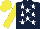 Silk - Dark blue, white stars, yellow sleeves and cap