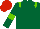 Silk - Dark green, light green epaulets and armlets, red cap