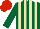 Silk - Dark green and beige stripes, red cap