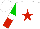Silk - White, red star, green and red halved sleeves, white armlets, white cap