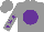 Silk - Grey, purple ball, purple stars on grey sleeves