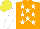 Silk - Orange, white stars, white sleeves, yellow cap