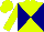 Silk - Chartreuse and navy blue diagonal quarters
