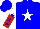 Silk - Blue, white star, blue stars on white sleeves, blue & red halved cap